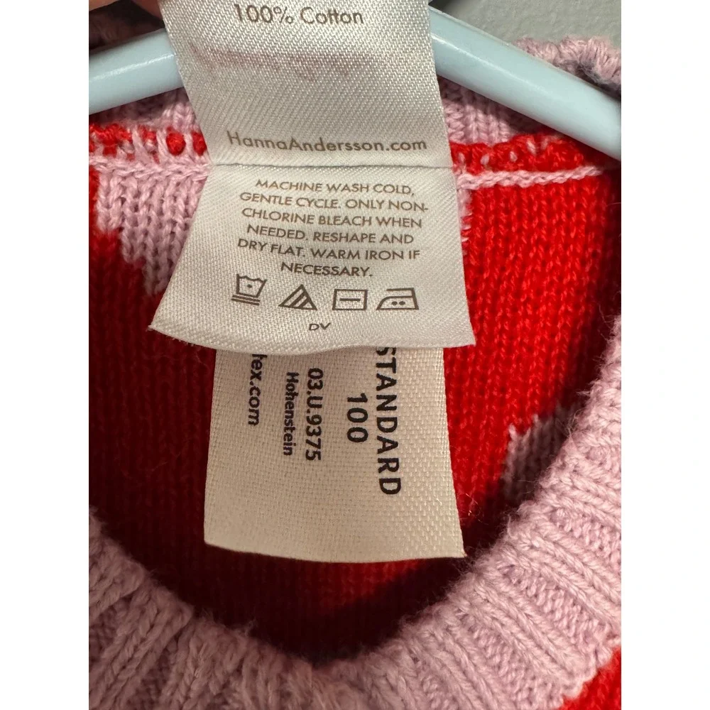 Hanna Andersson Pink Red Heart Cotton Cardigan Sweater 6-12 Month 70cm Valentine